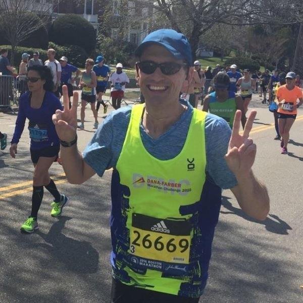 Dr. Ben Roth runs the Boston Marathon to raise money for Dana Farber.