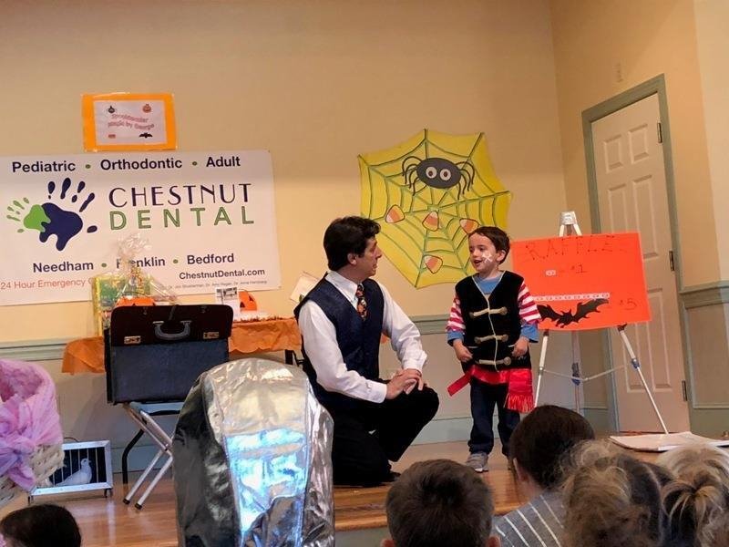 Dr. Regen and her children at the Bedford Family Connection's Halloween party.