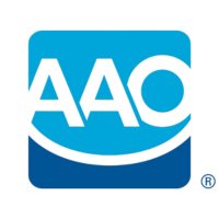 The image shows the AAO logo with bold black letters 