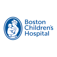 Boston Children's Hospital logo featuring a stylized image of an adult holding a child, with the hospital name in blue text to the right.