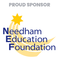 Logo for Needham Education Foundation with a yellow star, a swoosh, and the text 